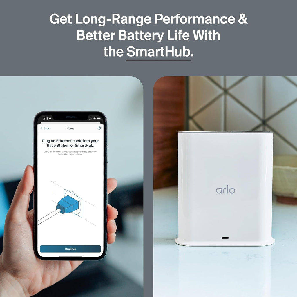 Arlo Ultra (3rd Gen - 2025 Release) 4K Security Camera + SmartHub, Battery Power, Emergency Response, AI Summary, 1-Month Trial of Secure Plan, 180° Field of View, 3 Cam, White, Motion Alert