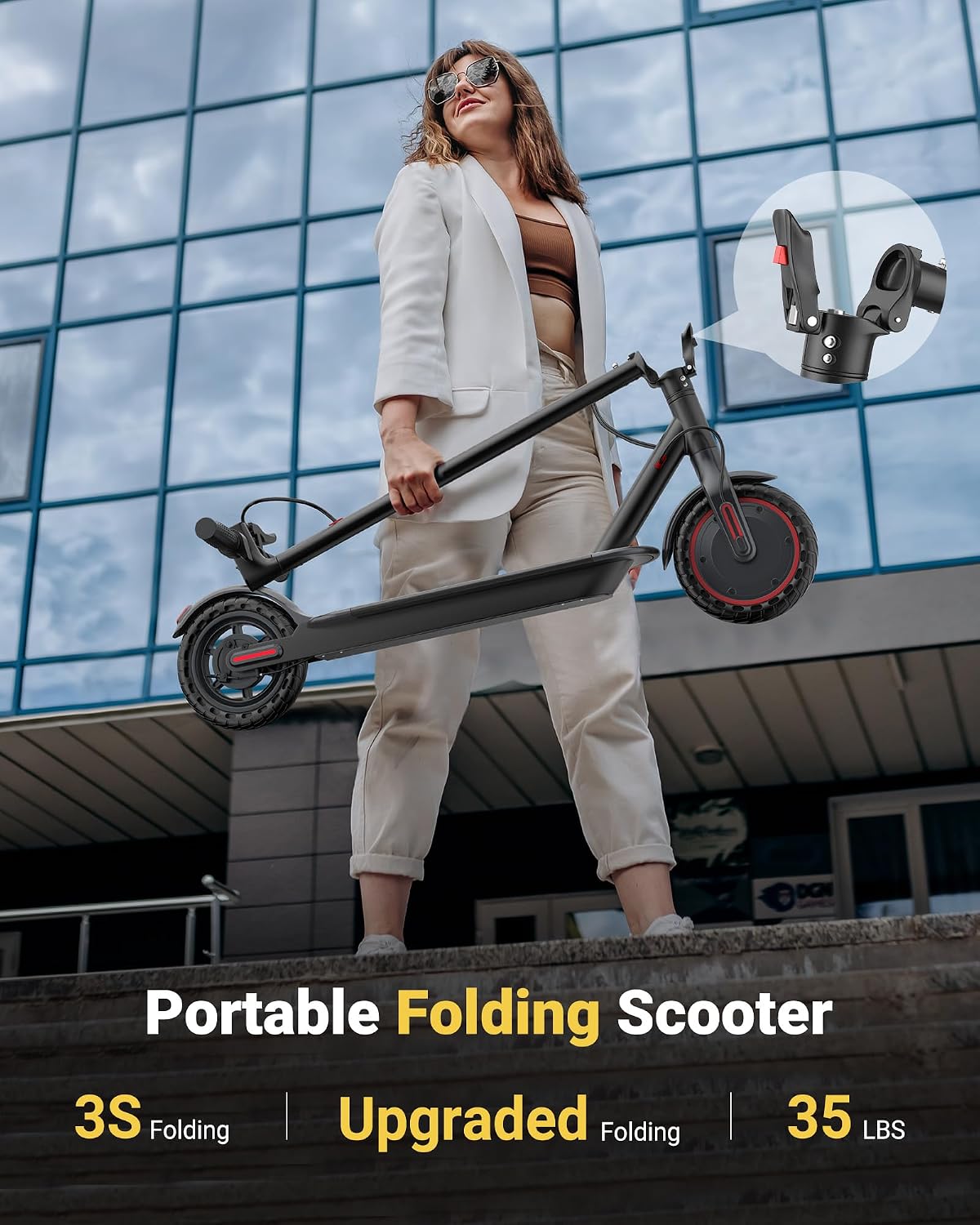 MAXSHOT Electric Scooter for Adults, 8.5/10/14' Tires, 19/22Mph, 350W/500W Motor, 21-28 Miles Range, Folding E-Scooter with Dual Suspension,APP Contro