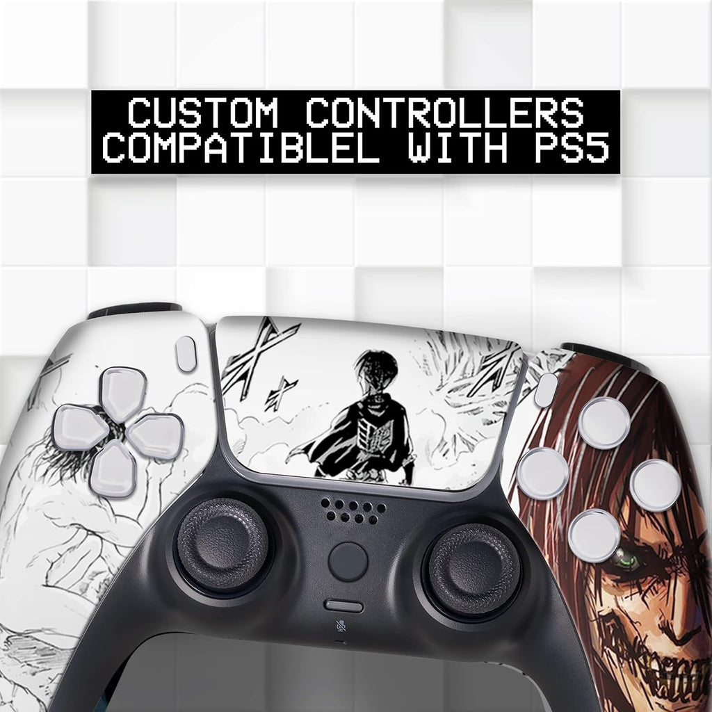 Attackk on Tittan Custom PS-5 Controller Wireless compatible with Play-Station 5 Console by BCB Controllers | Proudly Customized in USA with Permanent HYDRO-DIP Printing (NOT JUST A SKIN) (MODDED)
