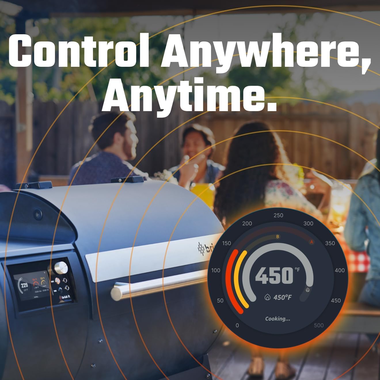 Brisk It Zelos-450 Electric Wood Pellet Smoker Grill – A.I. Smart BBQ Grills with WiFi, 450 sq.in Cooking Area, 7-in-1 Outdoor Grill & Smoker, PID Controller (Up to 500°F), Meat Probe