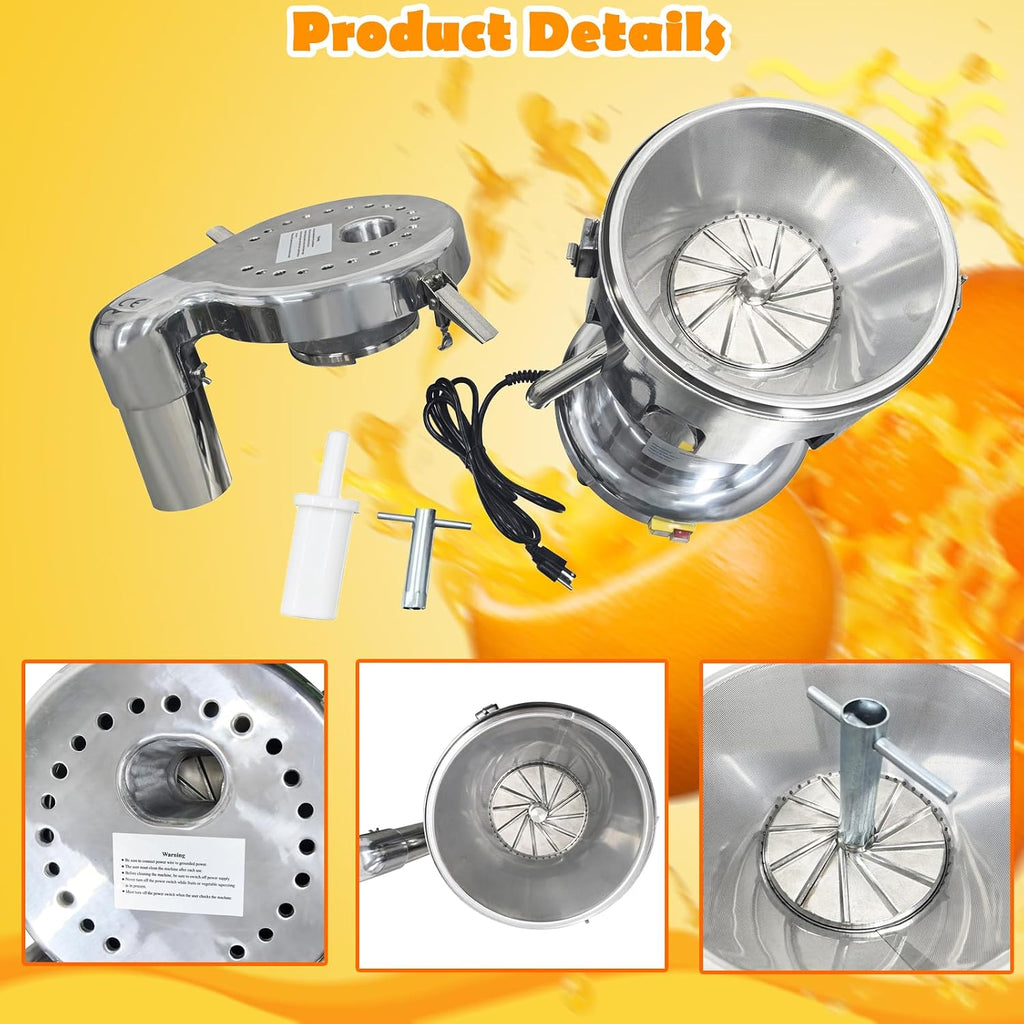 Commercial Fruit and Vegetable Juicer Press Juice Extractor Electric Centrifugal Juicer Output Juice 11-22lb/min 110V 750W