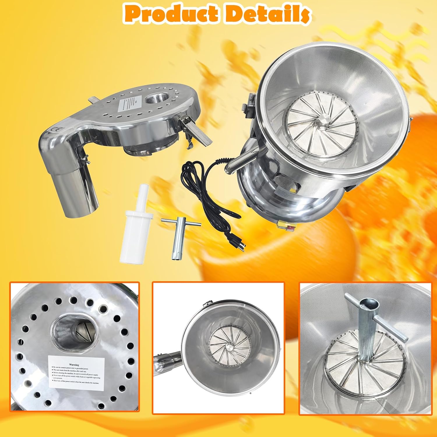 Commercial Fruit and Vegetable Juicer Press Juice Extractor Electric Centrifugal Juicer Output Juice 11-22lb/min 110V 750W