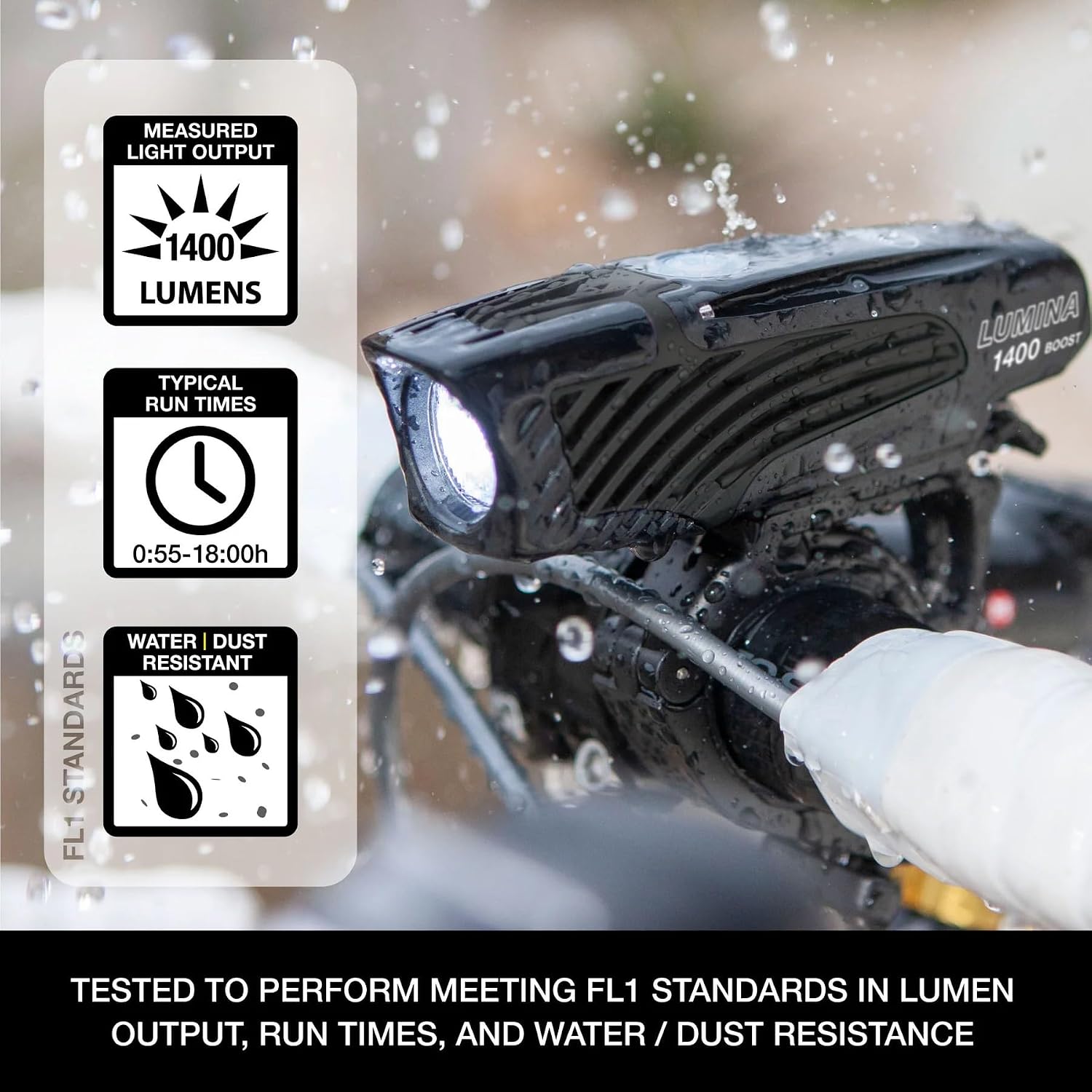 NiteRider Lumina Boost 1400 Lumen LED USB Rechargeable Water-Resistant Front Bike Light