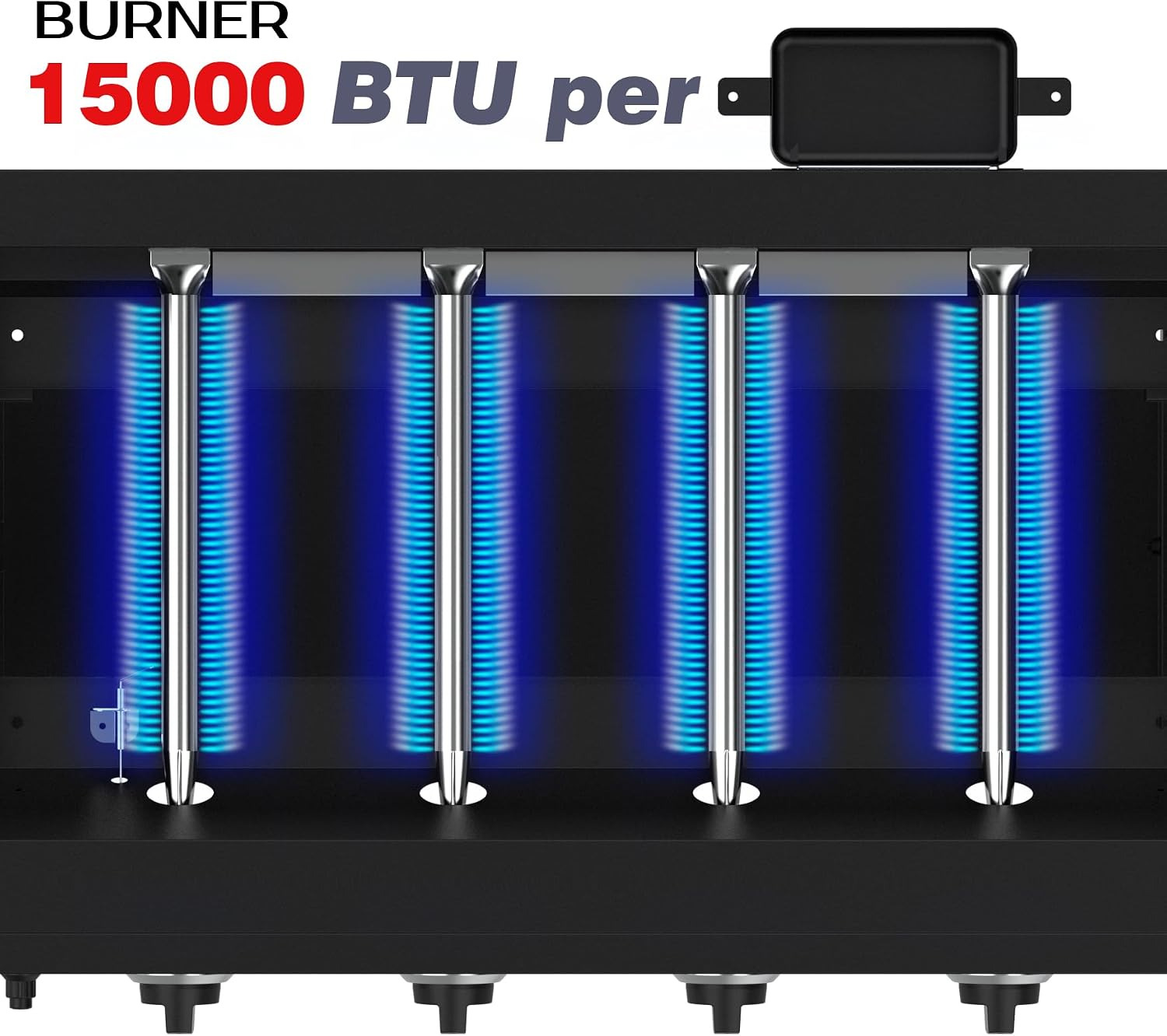 BBQCuker 4-Burner Propane Gas Griddle, 60,000 BTU Flat Top Grill with Removable Side Tables, Bottom Tray and Foldable Legs, 766 sq. in. Cooking Area, Portable Outdoor Griddle for Camping, BBQ (BLACK)
