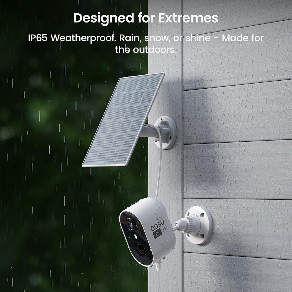 aosu 2K Solar Security Cameras Wireless Outdoor, Solar Outdoor Camera for Home Security, WiFi Camera with Color Night Vision, PIR Human Detection, 2-Way Talk, IP66 Waterproof (2 Pack)