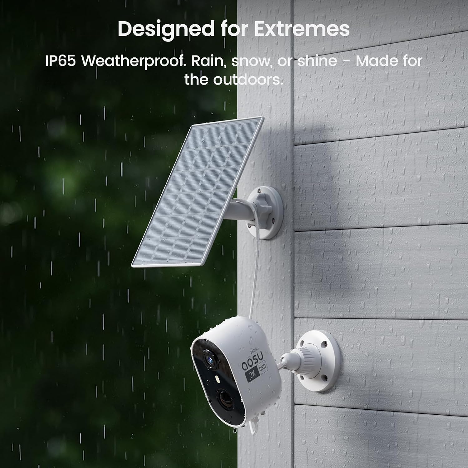 aosu 2K Solar Security Cameras Wireless Outdoor, Solar Outdoor Camera for Home Security, WiFi Camera with Color Night Vision, PIR Human Detection, 2-Way Talk, IP66 Waterproof (2 Pack)