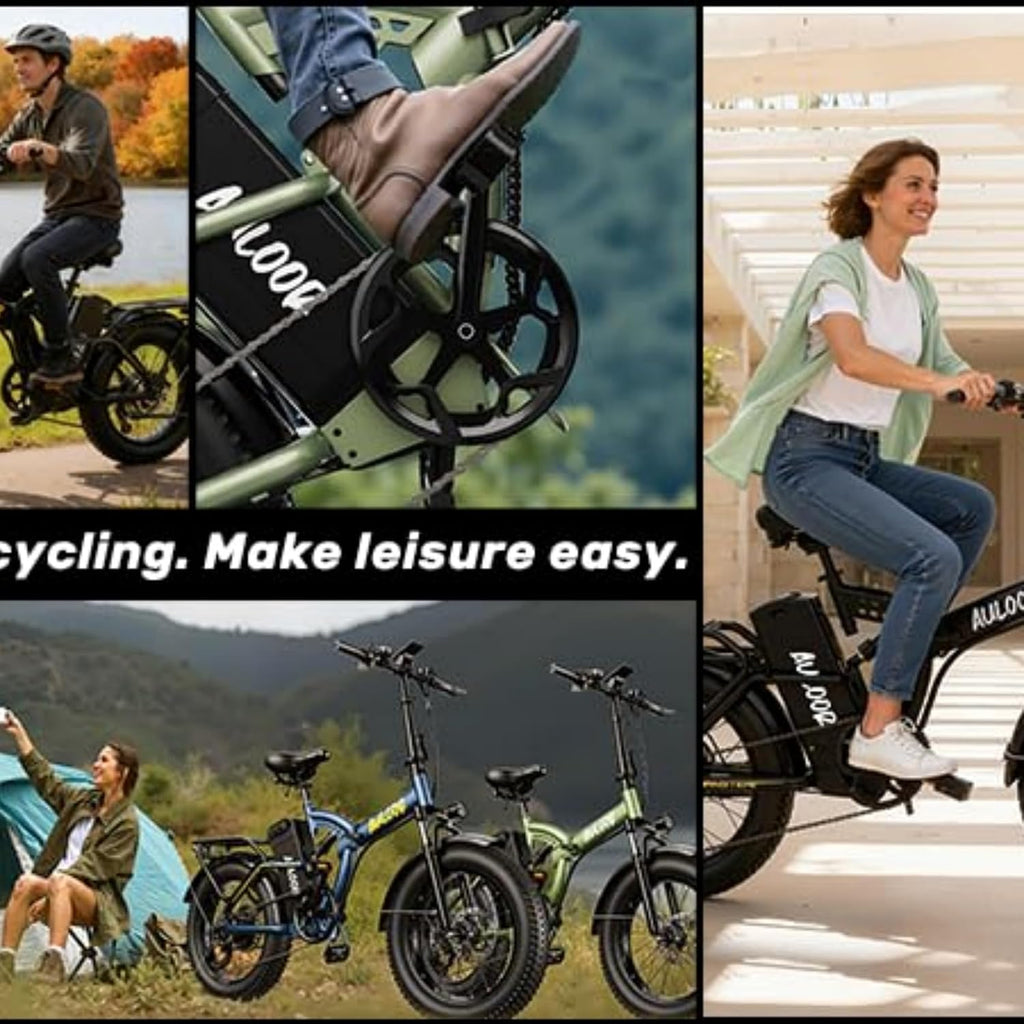 Folding Electric Bike for Adults and Seniors, 1000W Motor 48V 20AH Battery 30MPH 80 Miles, 20' Fat Tire All Terrain Ebike, 7-Speed Commuter E Bike, Step-Thru Electric Bicycle for Women and Teens