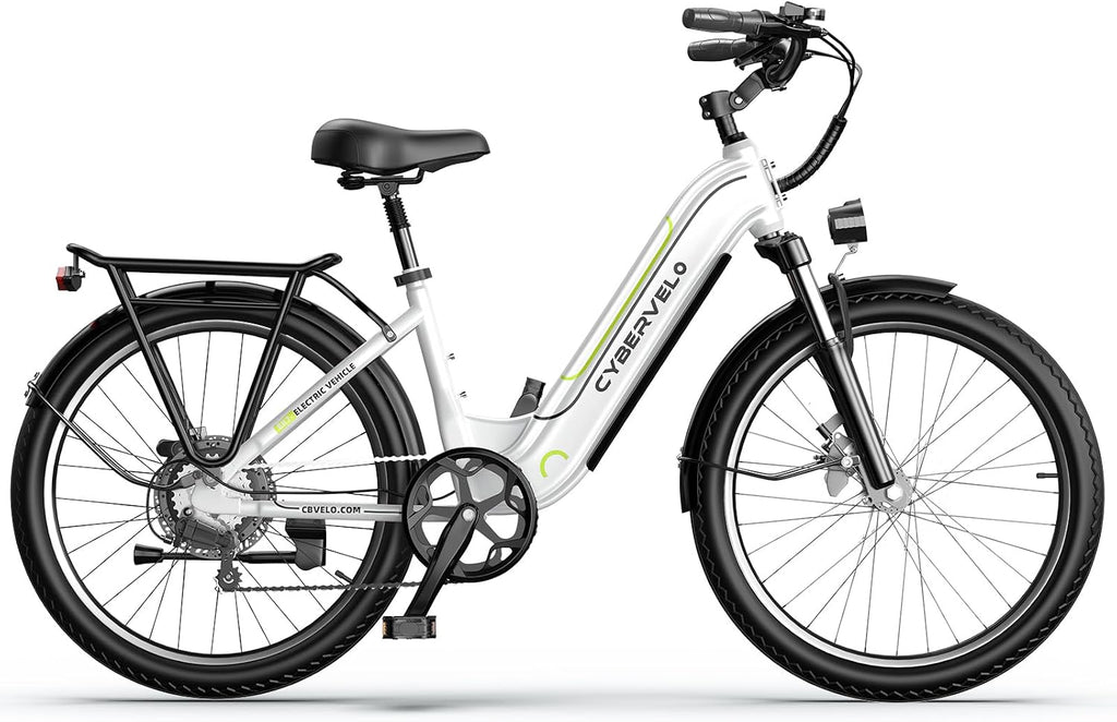 Cybervelo 750W Peak Electric Bike for Adults,up 80 Miles Removable Battery Ebike, 26' Electric E Bike with 7-Speed,Adult Electric Bicycles for Commute Beach Snow Womens/Man All Terrain