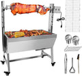 Stainless Steel Rotisserie Grill, 25W Motor Small Pig Lamb Rotisserie Roaster, 37'' 2 In 1 BBQ Charcoal Rotisserie Grill for Camping Outdoor Kitchen