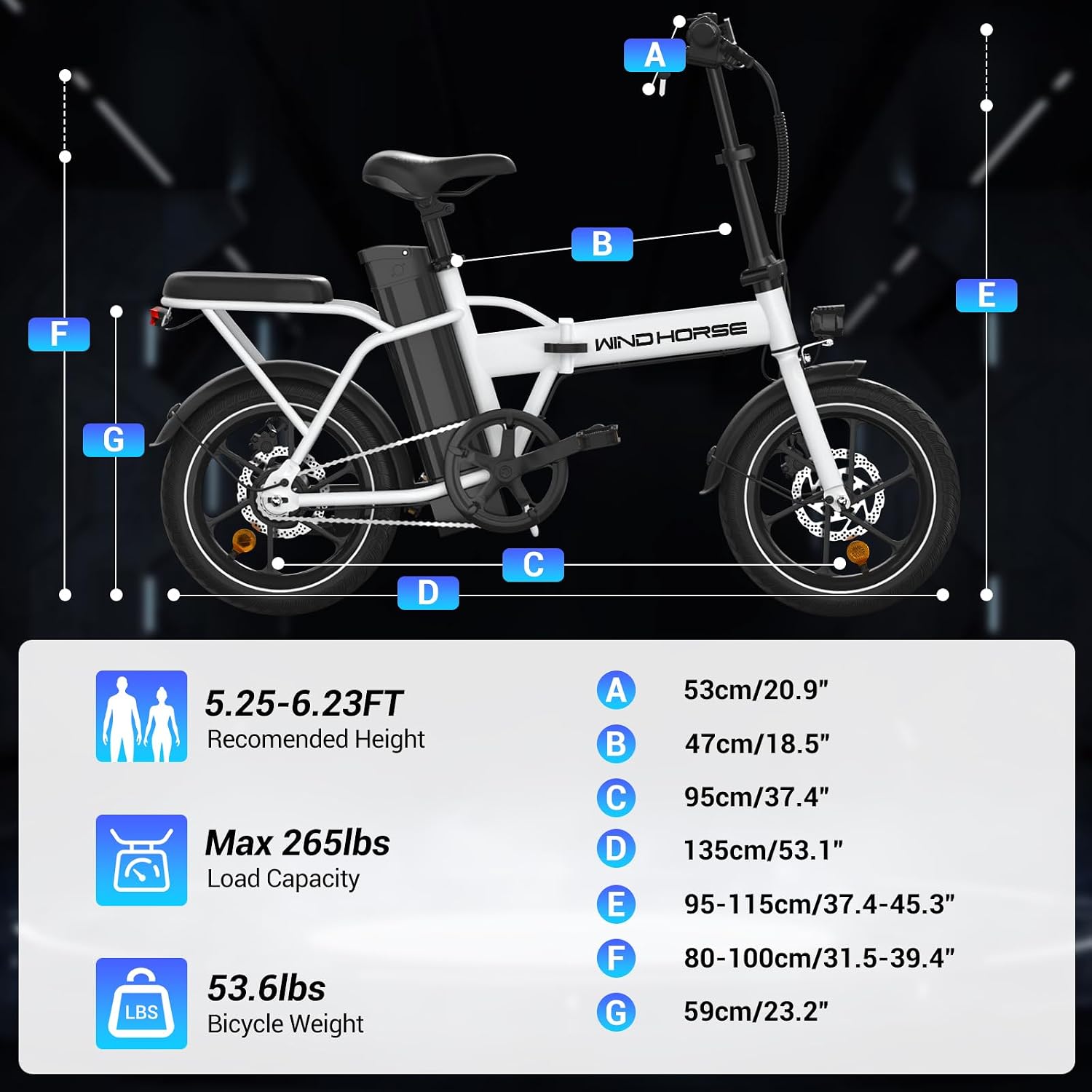 SEHOMY 2-Seat Electric Bike for Adults 630W Peak Motor, 25MPH Folding Ebike, 16' Adults Electric Bicycles with 30° Uphill, 288WH Removable Battery, 35 Miles Long Range, Commuter E Bikes Teens 14+