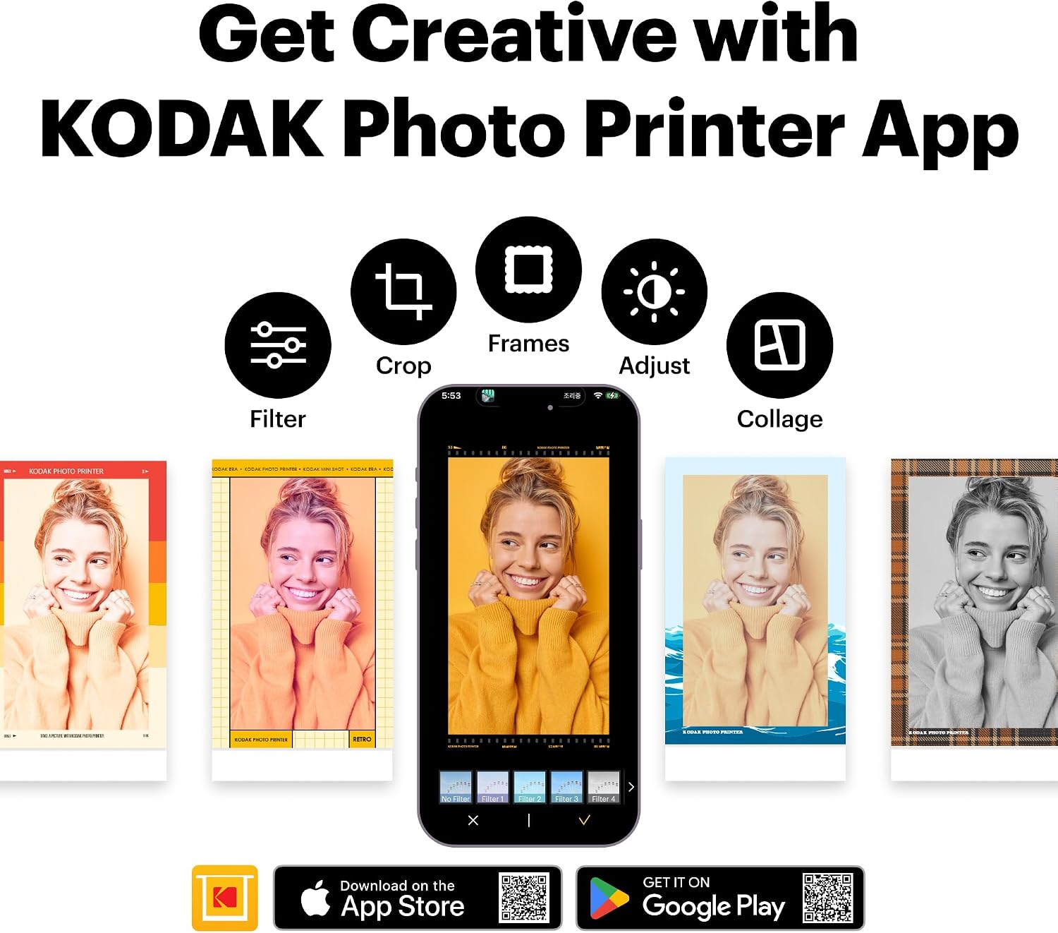 Kodak Mini Shot 2 Retro Portable Wireless Instant Camera & Photo Printer - White - 60 Sheets