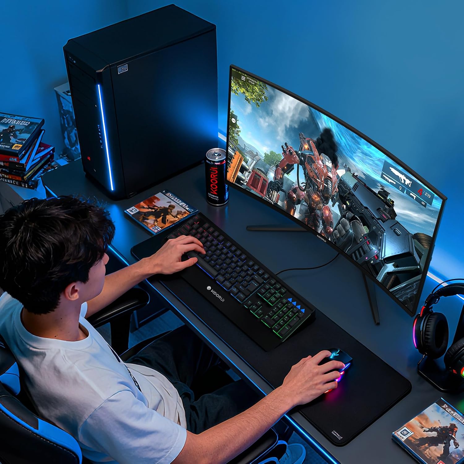 KOORUI 32 inch Curved Gaming Monitor, QHD (2560 x 1440) 2K 170Hz 144Hz Monitor, 1ms 1500R Display, 90% DCI-P3, Adaptive Sync, Tilt Adjustable, VESA Compatible, DisplayPort HDMI, Black