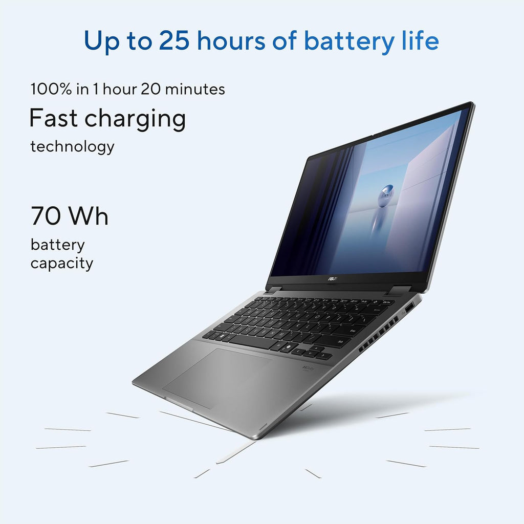ASUS Vivobook 14 Flip Laptop Copilot+ PC, 14' OLED WUXGA 60Hz Touch Display, Intel® Core™ Ultra 5 226V and Arc™ Graphics, 16GB Memory, 512GB Storage, Windows 11, Matte Gray, TP3407SA-ES54T
