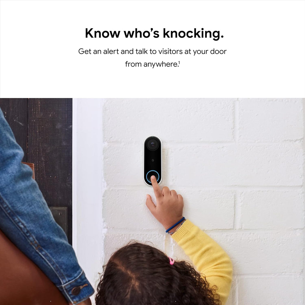 Google Nest Doorbell (Wired) - Formerly Nest Hello - Video Doorbell with 24/7 Streaming - Smart Doorbell Camera for Home with HDR Video, HD Talk and Listen, Night Vision, and Person Alerts