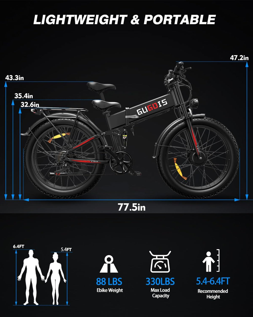 GugoIs Electric Bike for Adults,1000W/3000W Peak Motor Electric Bicycle,Up to 31 MPH,Max 30-60 Miles,48V 15.6/23Ah Large Removable Battery Ebikes, 7-Speed for All Terrain 20'/26' Mountain E Bike