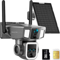 Dragon Touch 4G LTE Cellular Security Camera Outdoor, 4K Wireless Solar Bullet-PTZ Cam, 3 Lens, 10x Optical Zoom, 4G or WiFi 2 Mode, 360° PTZ AI Tracking, SIM Card and 64GB SD Card Included