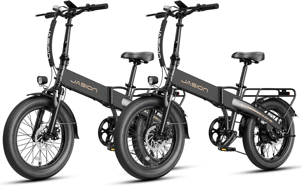 Jasion EB6 Foldable Electric Bike for Adults,【1200W Peak Motor, 25 MPH, 50 Miles Range】 20' Fat Tire Ebike with 48V Built-in Battery, Lightweight Aluminum Frame E Bike for Commuting, Off-Road, Travel