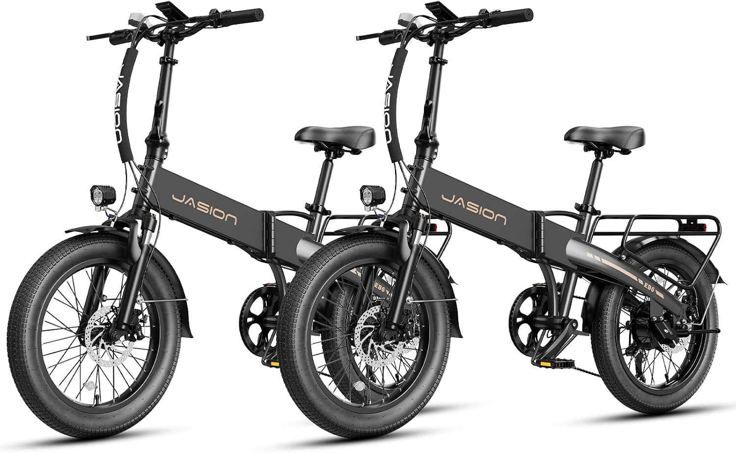 Jasion EB6 Foldable Electric Bike for Adults,【1200W Peak Motor, 25 MPH, 50 Miles Range】 20' Fat Tire Ebike with 48V Built-in Battery, Lightweight Aluminum Frame E Bike for Commuting, Off-Road, Travel