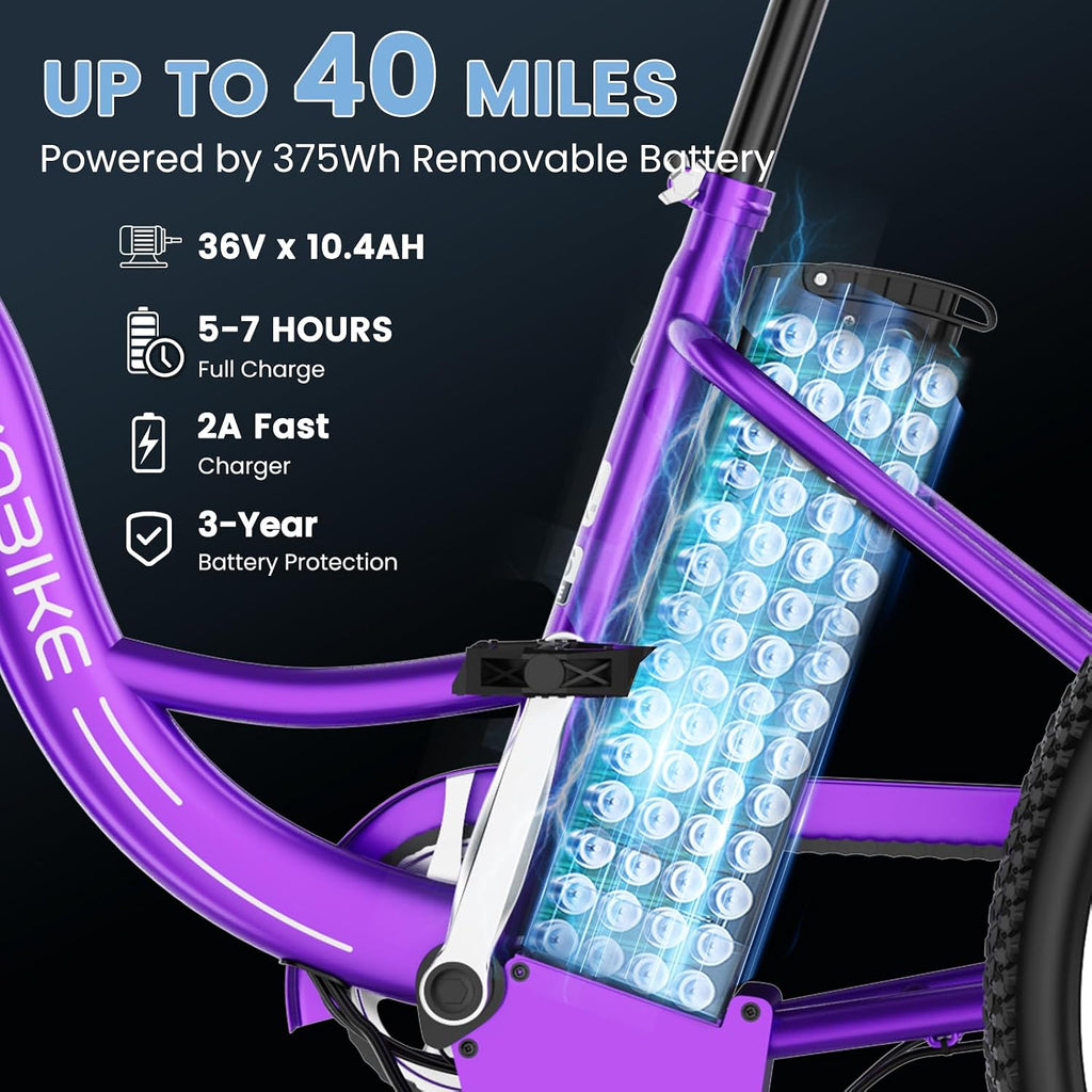 MOONCOOL Adult Electric Tricycle, 350W Front Drive Motor (Peak 700W), 15.5MPH E-Trike, Removable 36V 10.4Ah Battery, Max 60 Miles, 7-Speed 3 Wheel Electric Bike