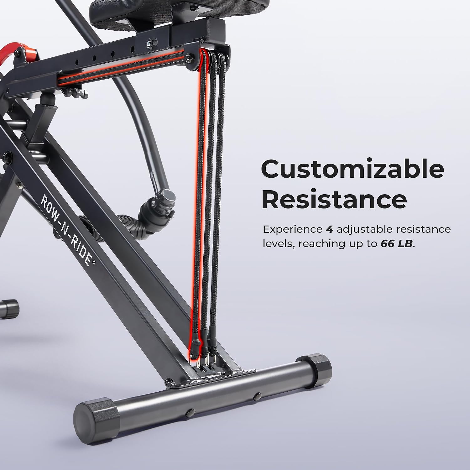 Sunny Health & Fitness Row-N-Ride Squat Machines, Adjustable Resistance and Seating/Handle for Home Glutes Training, SunnyFit App Access Included