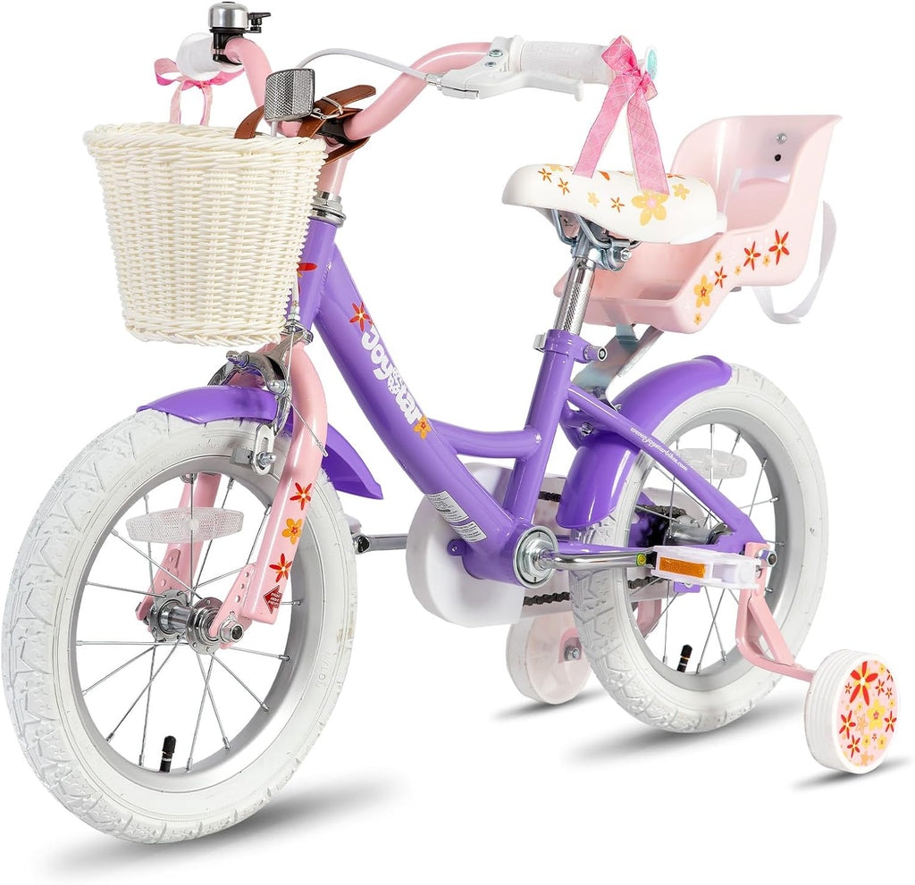 JOYSTAR Unicorn Kids Bike for Girls Ages 2-9 Years Old, 12 14 16 18 Inch Kids Bike with Training Wheels, Doll Seat, Streamers and Basket, Toddler Girl Bicycle, Multiple Colors
