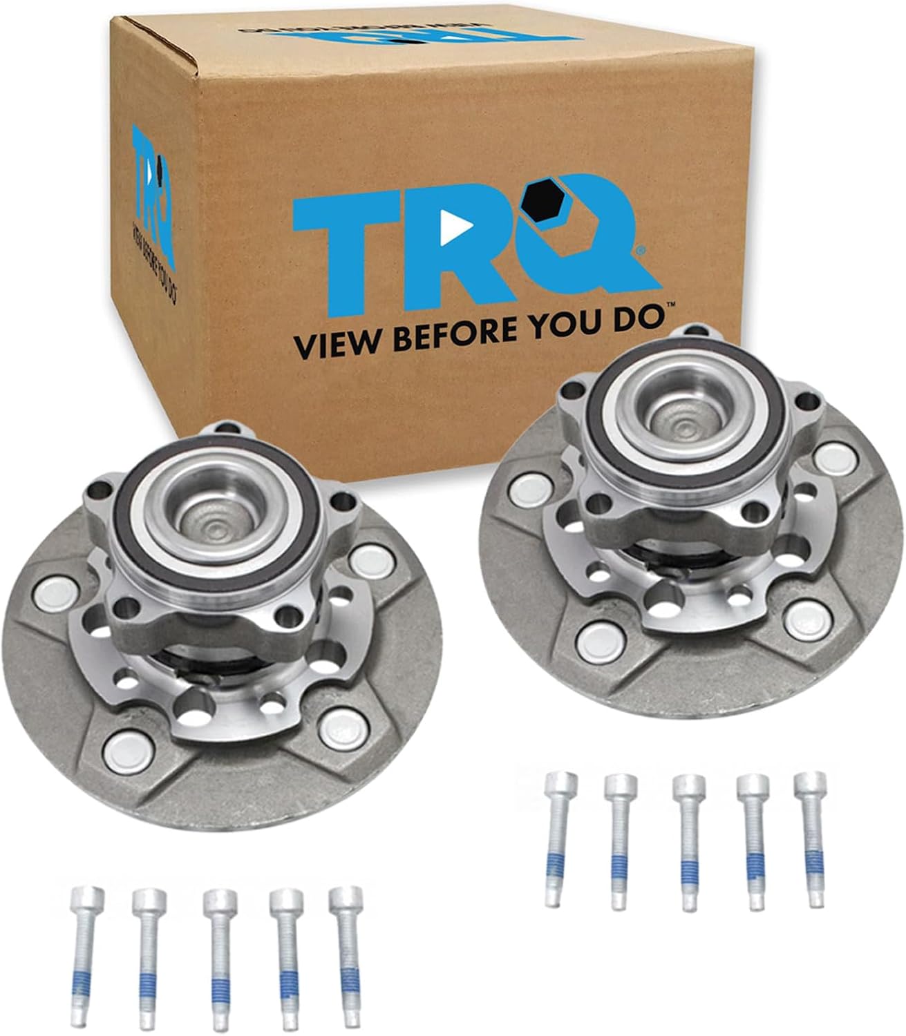 TRQ 2 Piece Front Wheel Bearing & Hub Assembly Set with ABS Sensor Compatible with 2015-2019 Ford Transit-150 Transit-250 Transit-350 Transit-350 HD