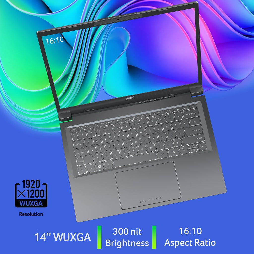 Acer Aspire 14 AI Copilot+ PC | 14' WUXGA Display | Intel Core Ultra 7 Processor 256V | NPU: Up to 47 Tops - GPU: Up to 64 Tops | Intel ARC 140V | 16GB LPDDR5X | 1TB SSD | Wi-Fi 6E | A14-52M-72S0