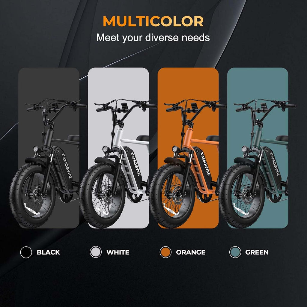 Tamobyke T63 Entry-Level Lightweight Electric Bike for Teens & Women, 500W Motor, 20 MPH, Removable Battery, 20'x4' Fat Tire Ebike, All-Weather Commuter E-Bike for Daily Riding & Rainy (Classic BK)