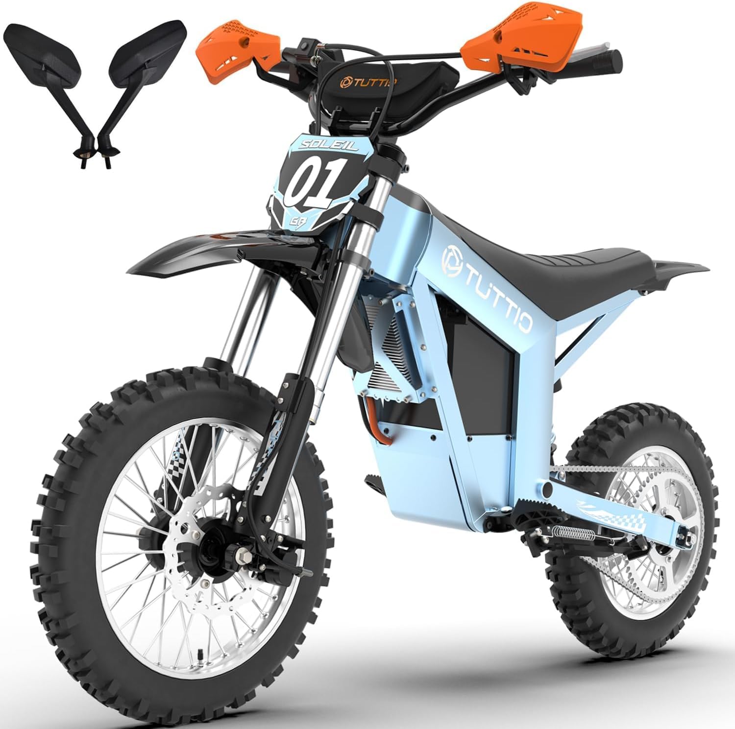 Tuttio Soleil01 / Soleil01-LO Electric Dirt Bike for Teens Adults, 3000W Mid-Drive E-Motorcycle 37MPH 48V 21Ah Battery, 14'/12' Off-Road E-Bike with Full Hydraulic Brakes & Suspensions for Mountain