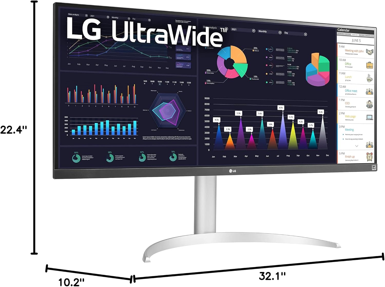LG 34WQ650-W 34 Inch 21:9 UltraWide Full HD (2560 x 1080) IPS Monitor, with RGB 99% Color Gamut, VESA DisplayHDR 400, USB Type-C, AMD FreeSync, Built in Speakers, Tilt/Height Adjustable Stand