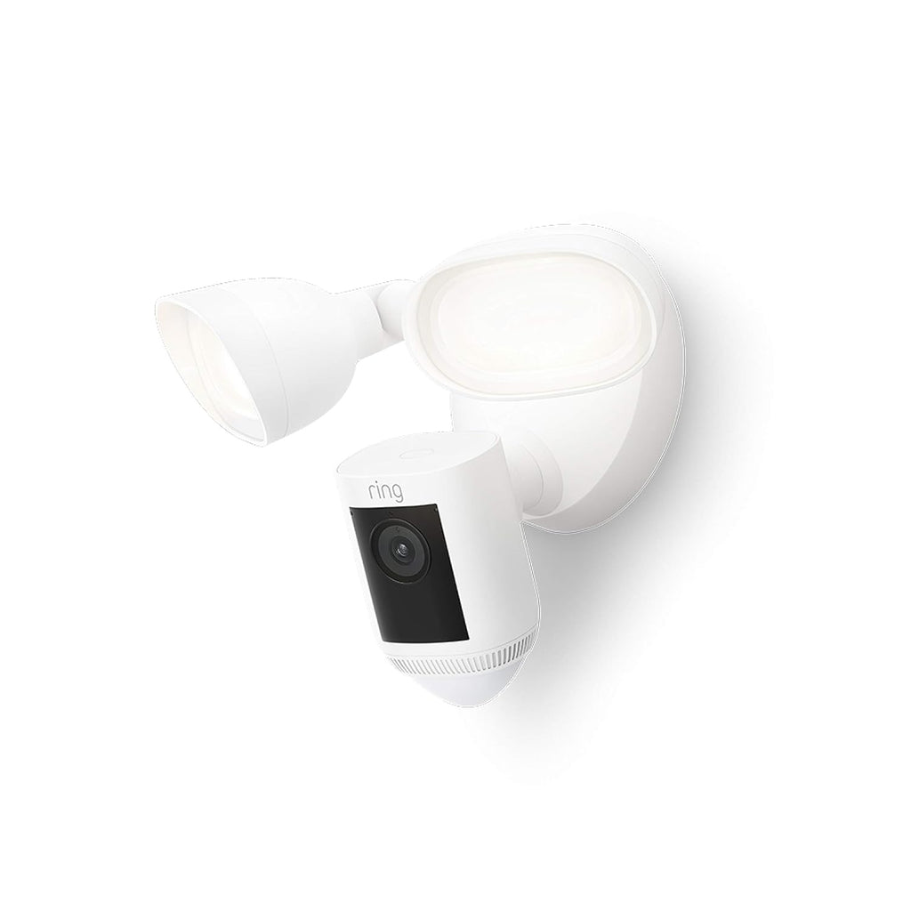 Like-New Ring Floodlight Cam Wired Pro with Bird's Eye View and 3D Motion Detection, White