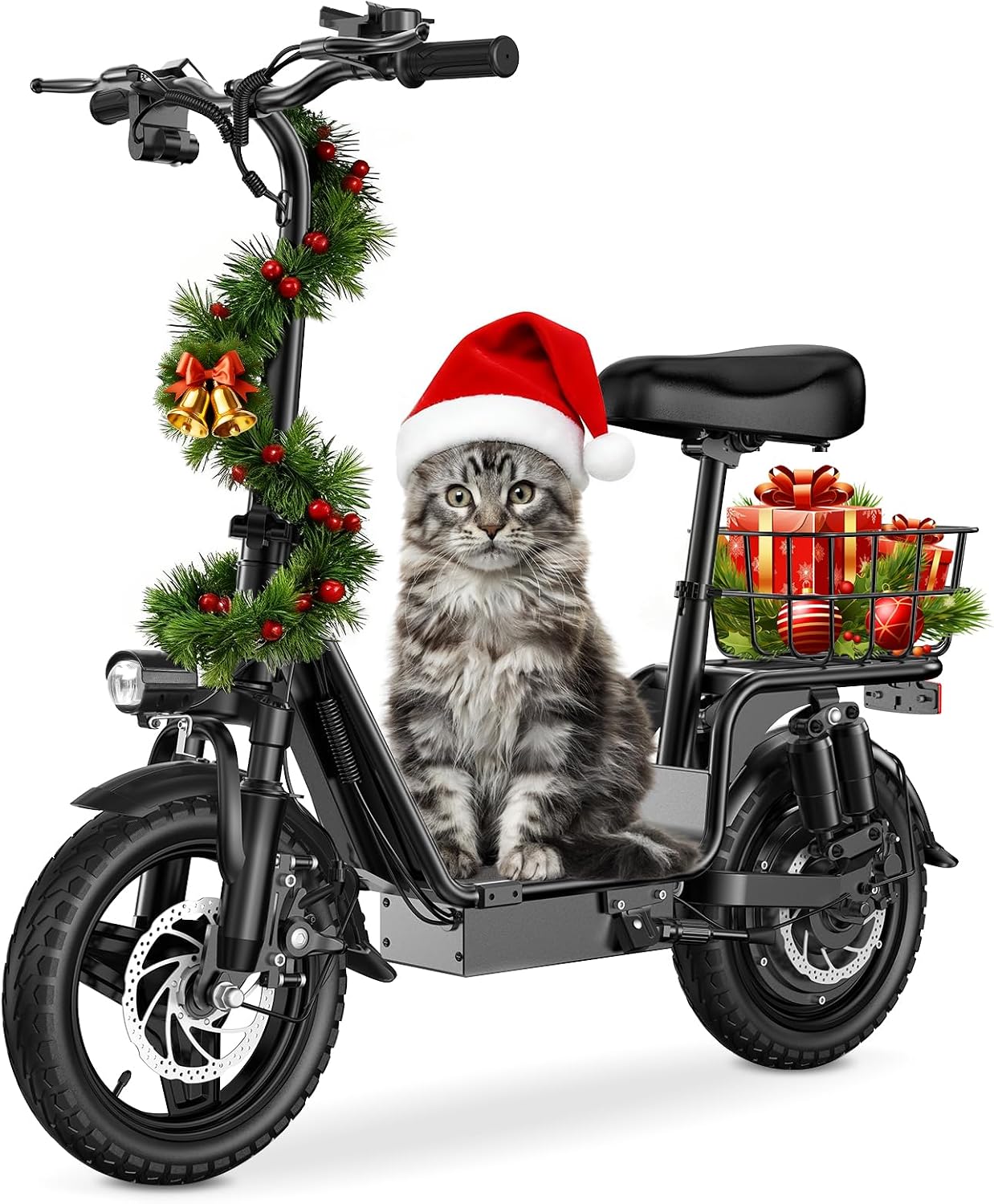 INSDRGN Adults Electric Scooter with Seat,1000W Peak Motor 48V 10.4AH Foldable Electric Scooter,14' Tires,20MPH, 28-Mile Long Range and Dual Disc Brakes,330lbs Max Load