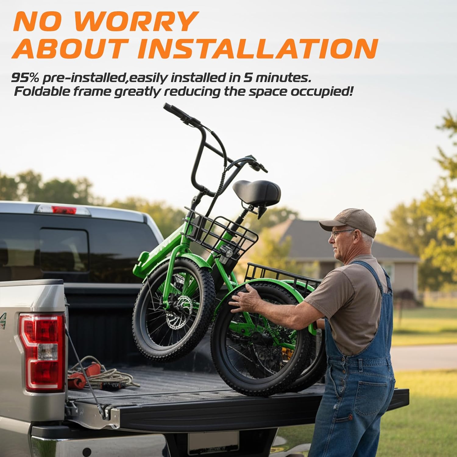 Vivi T01 20' x2.6 Fat Tire Electric Tricycle for Adults, 750W Peak 20'' Folding 3 Wheels Electric Bike, 95% Pre-Assembled, Speed Differential, 15.5MPH Eletric Trike with Bracket
