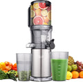 Juicer Machines, Cold Press Juicer with 5.0' Large Feed Chute Fit Whole Fruits & Vegetables, Stainless Steel Masticating Juicer With Pulp Seperation, 99% Juice Purity, 200W Quiet Motor, Easy to Clean