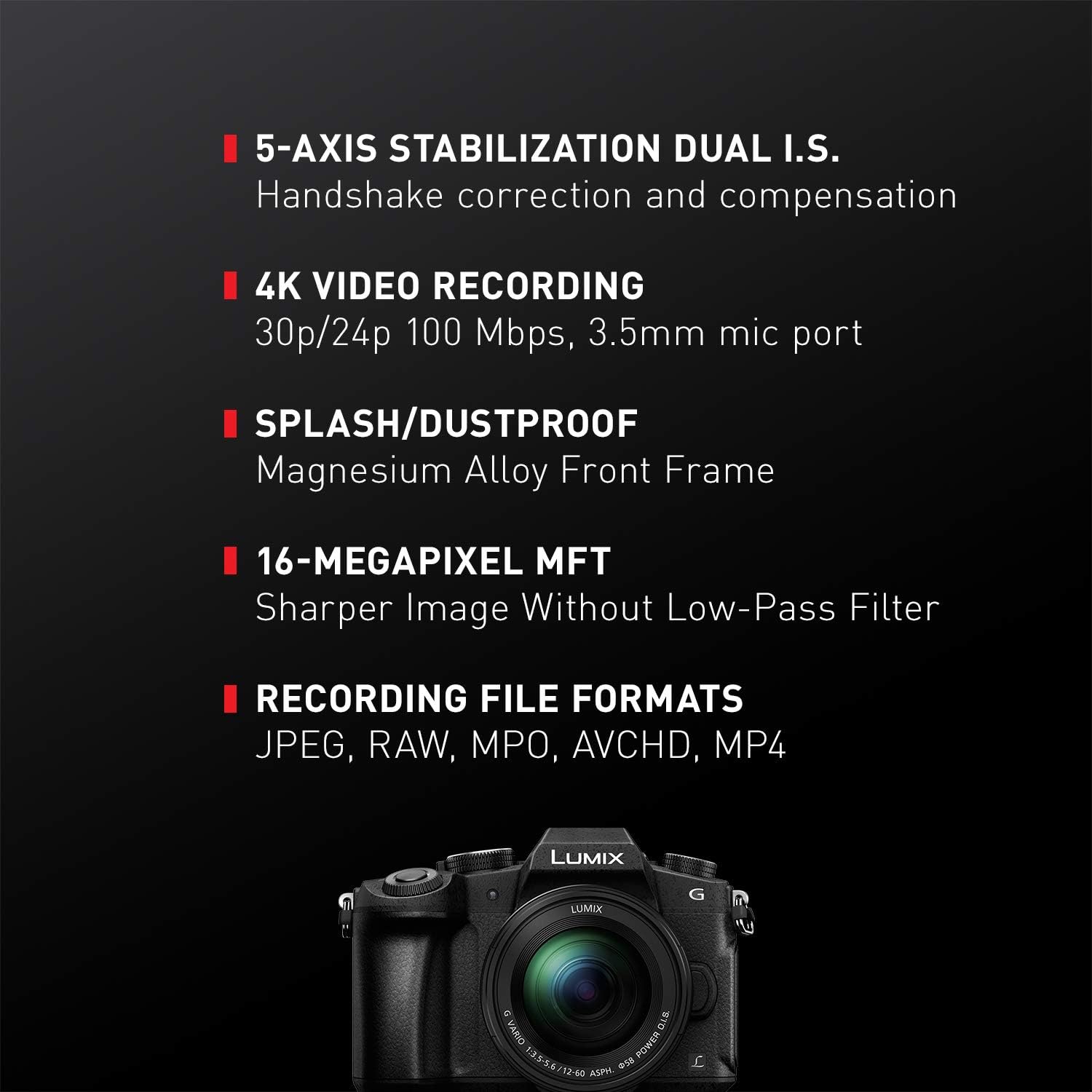 Panasonic LUMIX G85 4K Digital Camera, 12-60mm Power O.I.S. Lens, 16 Megapixel Mirrorless Camera, 5 Axis In-Body Dual Image Stabilization, 3-Inch Tilt and Touch LCD, DMC-G85MK (Black)