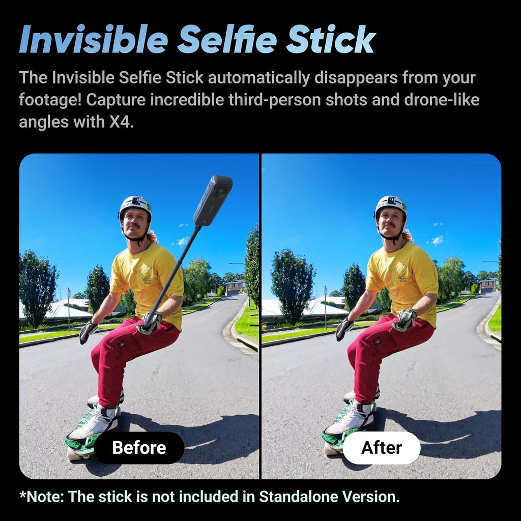 Insta360 X4 Get-Set Bundle - 8K Waterproof 360 Action Camera, 4K Wide-Angle Video, Invisible Selfie Stick Effect, Removable Lens Guards, 135 Min Battery Life, AI Editing, Stabilization