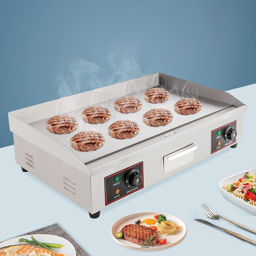 30'Commercial Electric Griddle Electric Countertop Griddle 3000W Restaurant Grill BBQ Flat Top 430 Stainless Steel Long Griddle Electric Nonstick Adjustable Thermostatic Control for Kitchen 110V