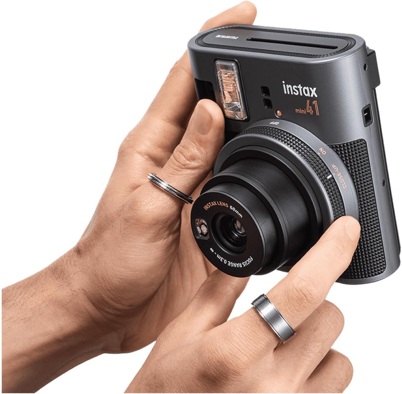 Fujifilm Instax Mini 41 Black Instant Camera with Auto Exposure Control, Selfie Mirror, and Sleek Design Bundle with Intax Mini Twin 20 Exposure Pack