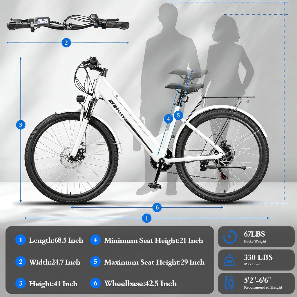 ZNH Electric Bike for Adults with 1000W Motor & 624/940.8 Wh Built-in Removable Battery, 70Miles 25 MPH Step Thru Electric Bicycle, 24'/26' Commuter E Bikes with 7-Speed, UL 2849 Certified