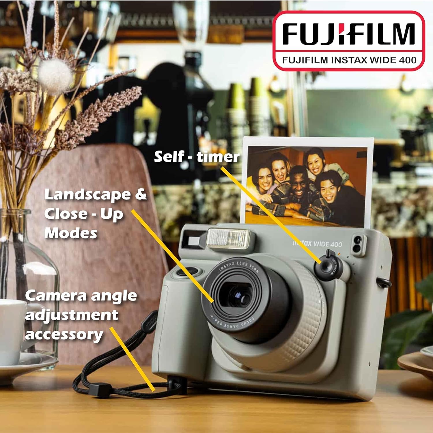 Fujifilm Instax Wide 400 Instant Camera (Sage Green) + INSTAX Wide Film (20 Exposures) + Shutter Accessories Bundle – Carrying Case, 80-Pocket Green Photo Album