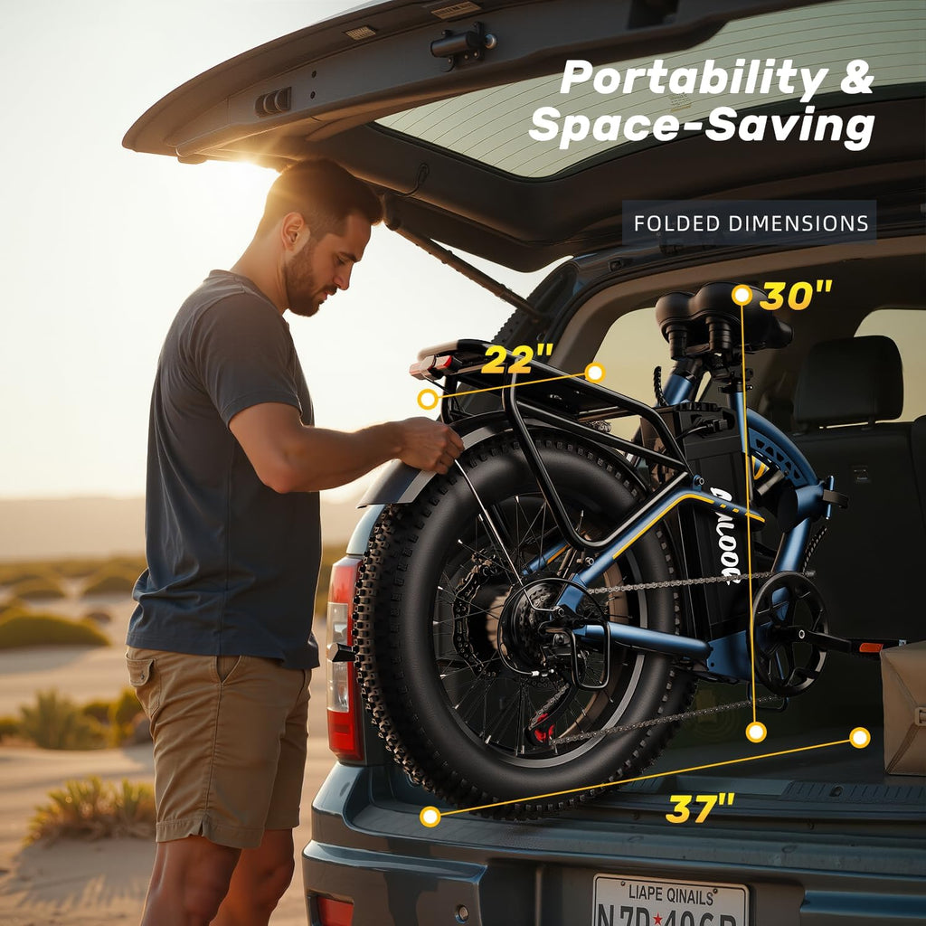 Folding Electric Bike for Adults and Seniors, 1000W Motor 48V 20AH Battery 30MPH 80 Miles, 20' Fat Tire All Terrain Ebike, 7-Speed Commuter E Bike, Step-Thru Electric Bicycle for Women and Teens