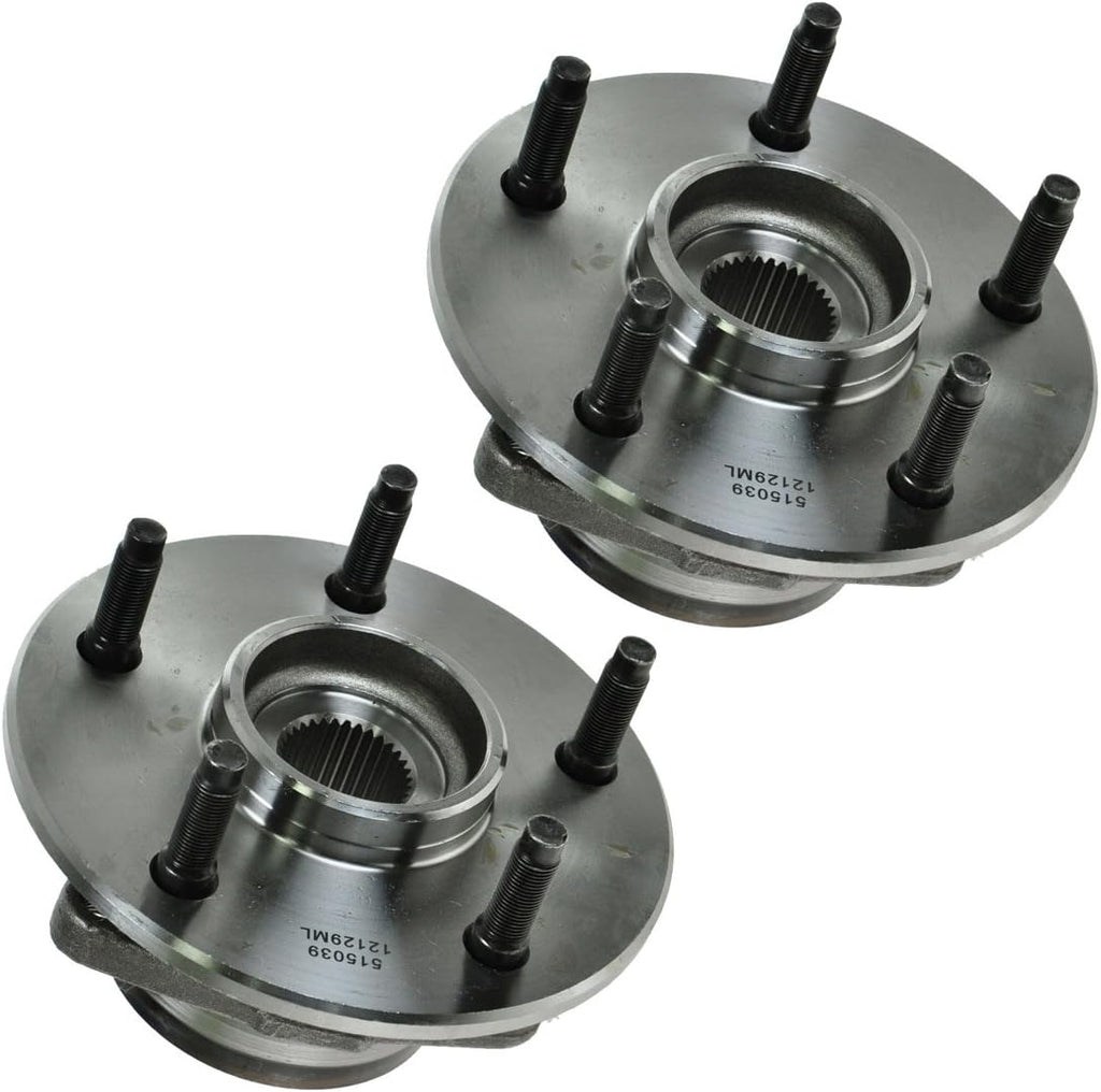 TRQ 2 Piece Front Wheel Bearing & Hub Assembly Set Compatible with 2000-2001 Dodge Ram 1500
