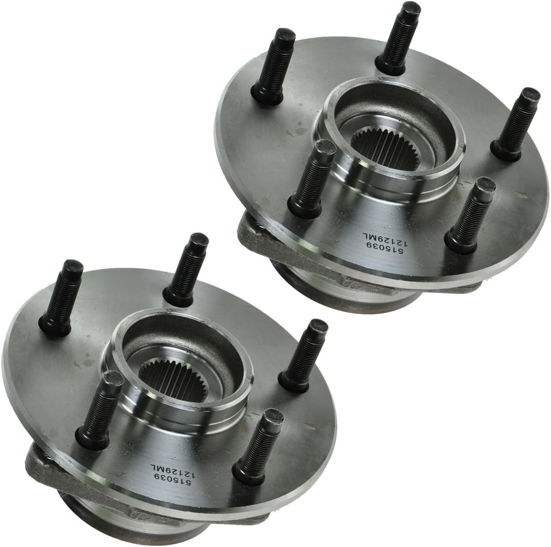 TRQ 2 Piece Front Wheel Bearing & Hub Assembly Set Compatible with 2000-2001 Dodge Ram 1500