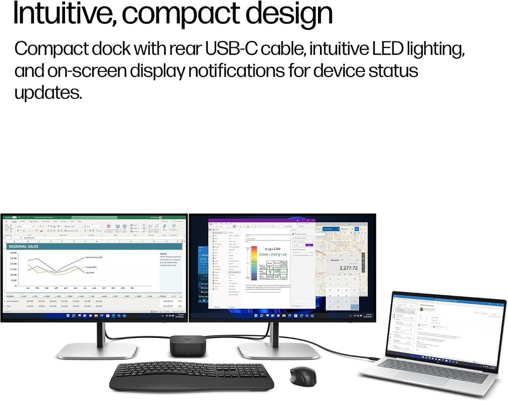 HP USB-C 100W G6 Dock, Future-Proof Design with Ambient LED Lighting and On-Screen Display Notifications, Additional USB-C Ports, Upgraded HDMI 2.1 Port, Upgraded to 120Hz Refresh Rate