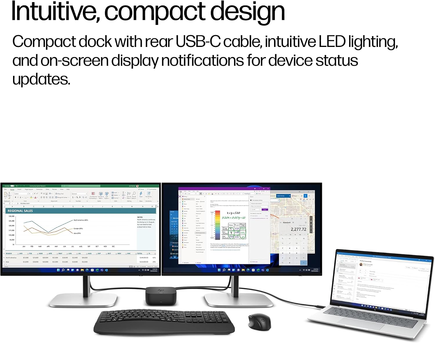 HP USB-C 100W G6 Dock, Future-Proof Design with Ambient LED Lighting and On-Screen Display Notifications, Additional USB-C Ports, Upgraded HDMI 2.1 Port, Upgraded to 120Hz Refresh Rate