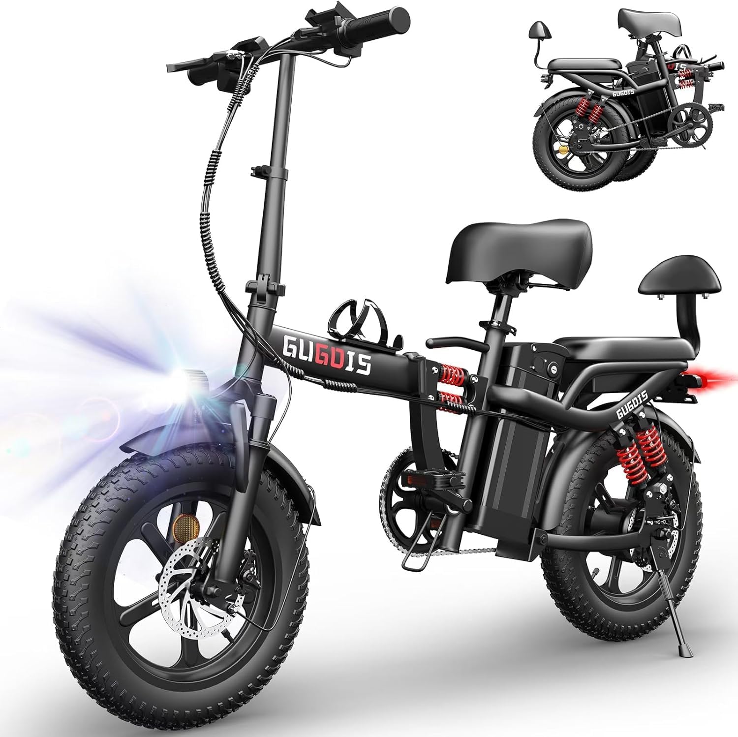 Electric Bike for Adults, 16'/20' Tire E-Bike with 750W/1000W Peak Motor, 48V Removable Battery, Up to 45/60 Miles Range & 28/30MPH, Folding Electric Bike for City and Outdoor Ride