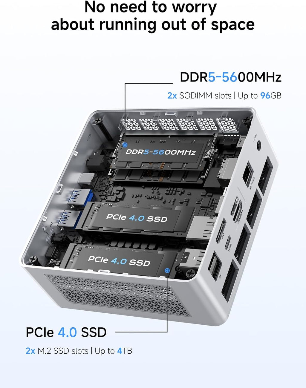 MINISFORUM UM880 Plus Mini PC AMD Ryzen 7 8845HS(8C/16T, up to 5.1GHz), 16GB DDR5 512GB SSD, HDMI+DP+USB4 Triple Outputs, OCuLink, 2.5G LAN, 5X USB Port, WiFi6E, Radeon 780M Graphics Micro Computer