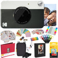 Kodak Printomatic Instant Camera (Black) All-in-Bundle + Zink Paper (20 Sheets) + Deluxe Case + Photo Album + 7 Sticker Sets + Markers + Scissors and More