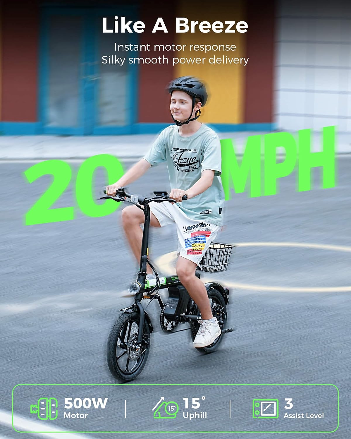 isinwheel Electric Bike for Adult 500W Motor, 20 MPH Folding Ebike, 16' Adult Electric Bicycles with Smart Uphill, 10.4Ah Battery, E Bikes for Adults and Teens