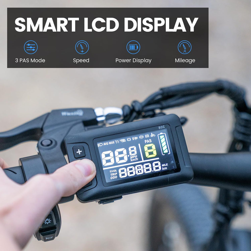 5TH WHEEL Mate Electric Bike for Adults, 1000W Peak Motor, 23MPH Top Speed, 468WH Removable Battery, 26 inch Commuting & Mountain E-Bike with Color LCD Display, 7-Speed Gears & Adjustable Stem Bicycle